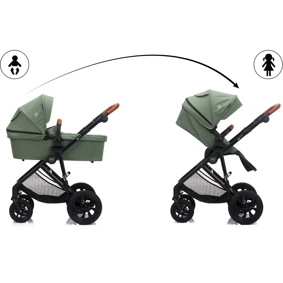 fill Kinderwagenset fill Leopard Air grün melange