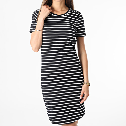 Robe Tee Shirt Femme A Rayures Simma Noir Blanc