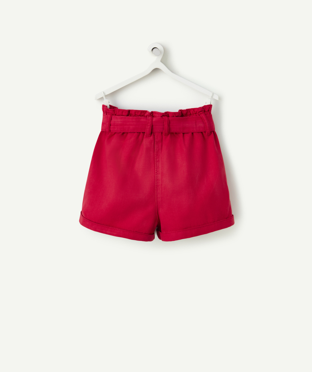 short bébé fille en viscose responsable rouge avec ceinture