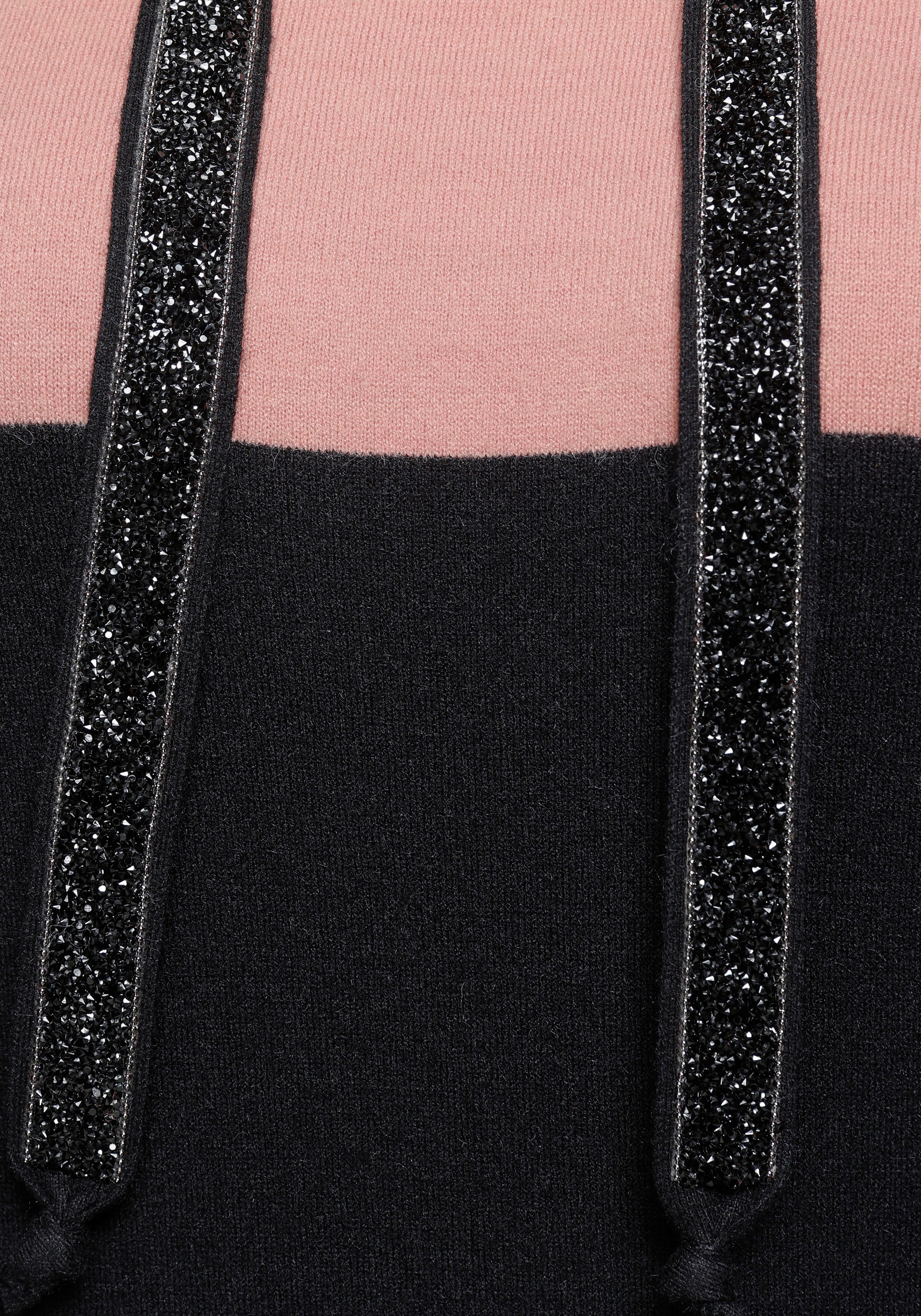 Laura Scott Strickkleid im Streifendesign mit dezent glitzernden Bändern