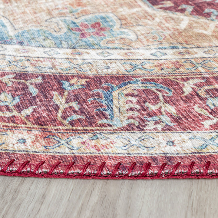 Rond Vintage vloerkleed - Azara Rood | Kleurrijke klassieker