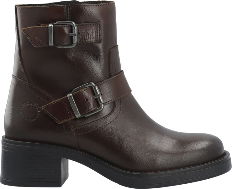 Cashott CASRIKKE Biker Boot W. Inside Zip Pull Up Leather Coffee