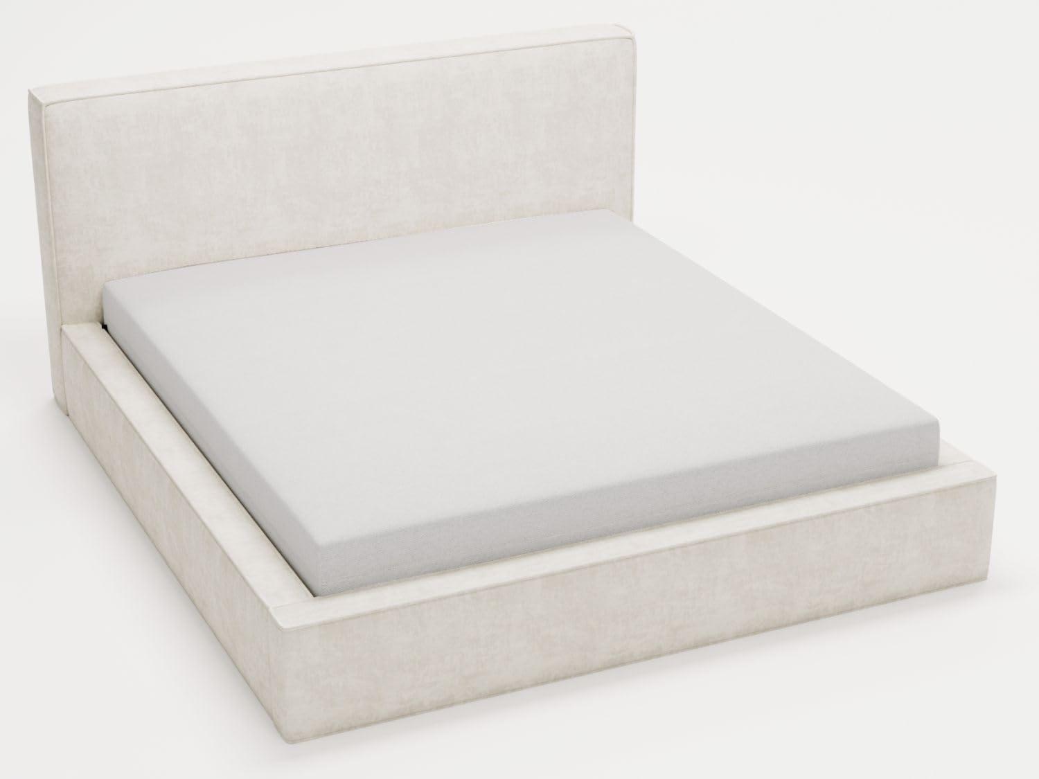 GRAINGOLD Monaco Bett 140x200, Polsterbett mit Bettkasten, Polsterbett mit Stauraum, Velour, mit Lattenrost, mit Kopfteil, ohne Matratze (Creme, 140x200)