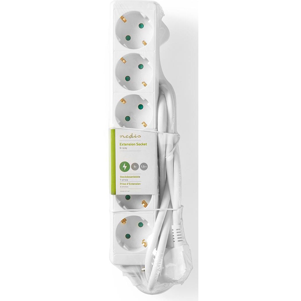 Nedis EXSO615F1WT stekkerdoos 6-wegs 1.5 meter wit
