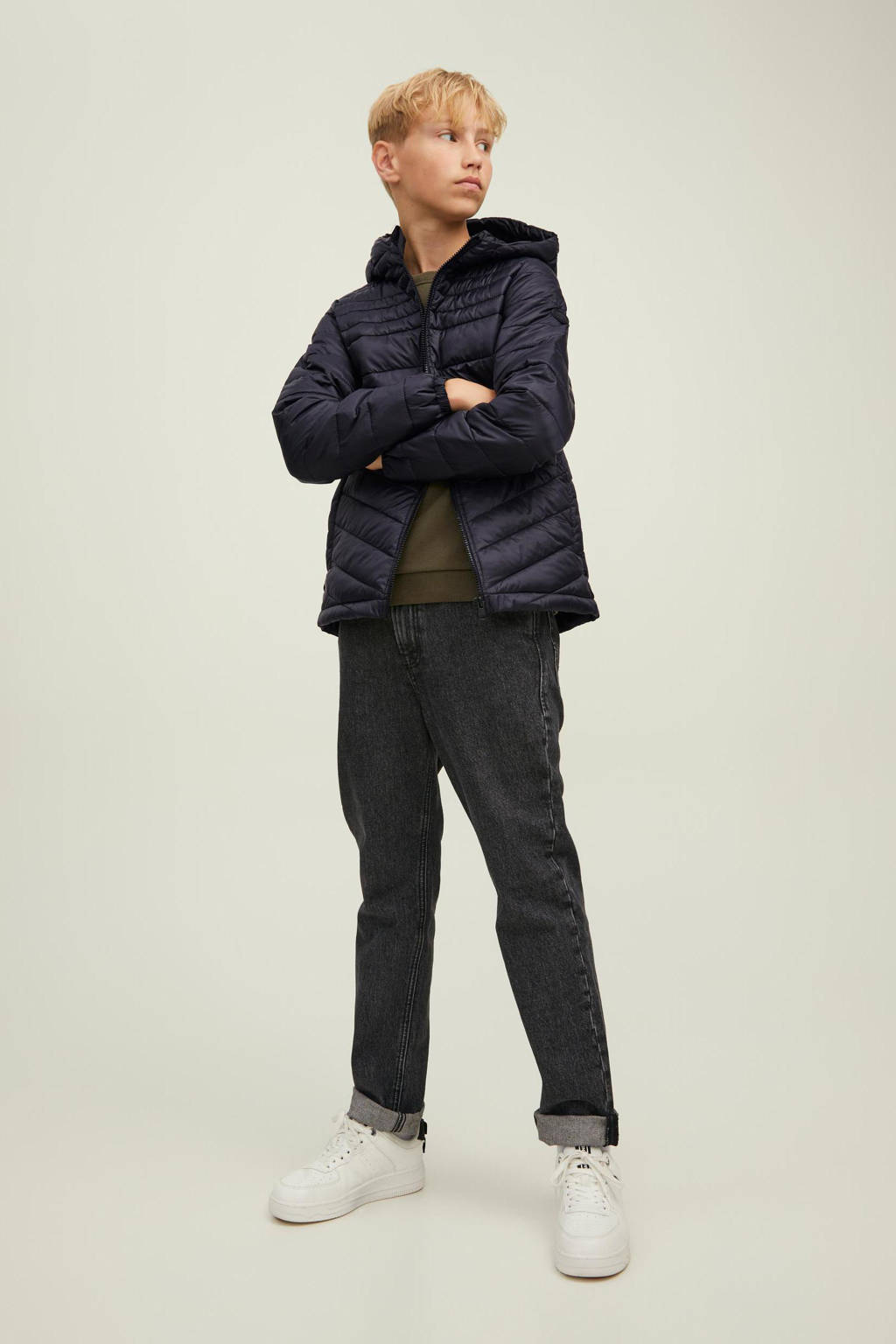 JACK & JONES gewatteerde jas JJEHERO zwart