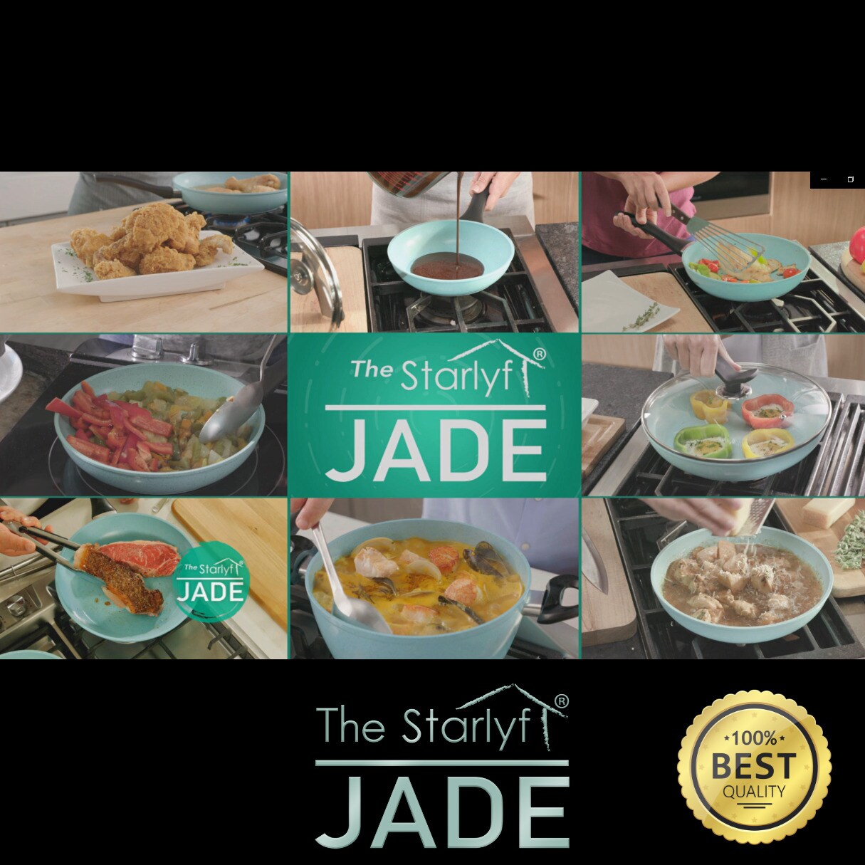 Starlyf® 3er Pfannenset Jade - Beschichtung - mit Glasdeckel Jade Pan Set