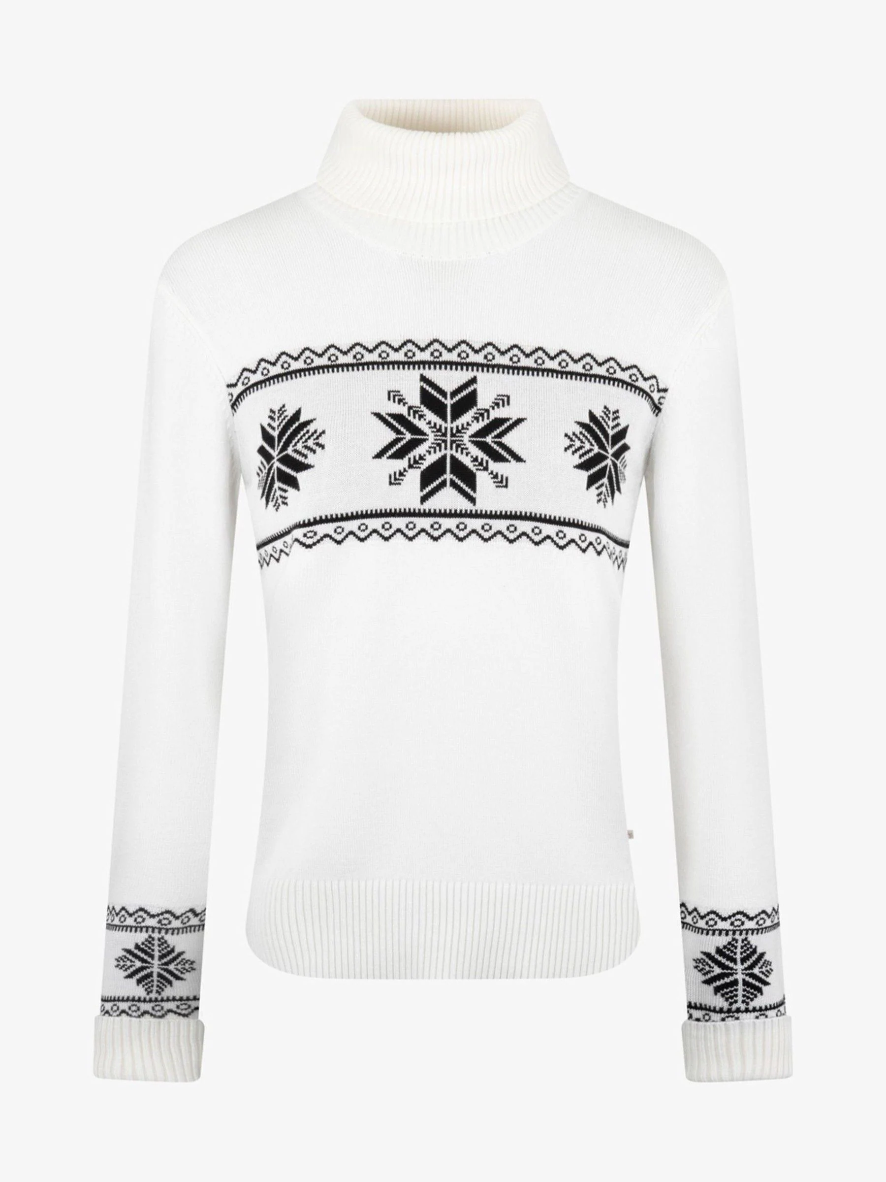 Crème - The Little Tailor slim fit kersttrui met sneeuwvlokken