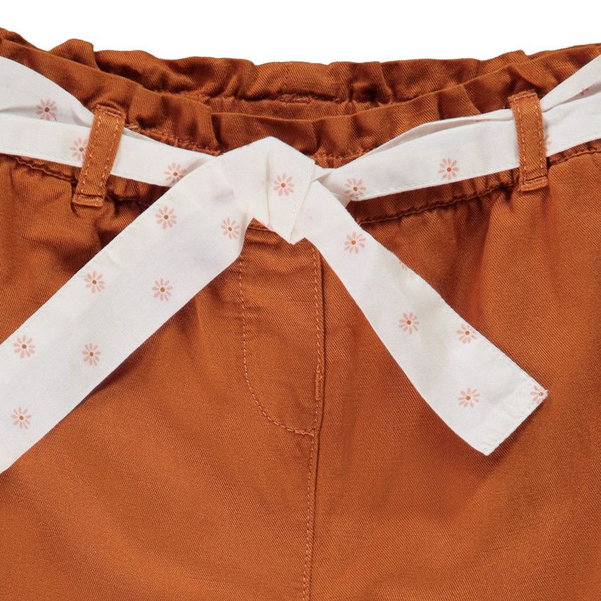 Pantalon en lyocell avec noeud de serrage fantaisie pour bébé fille - Moutarde