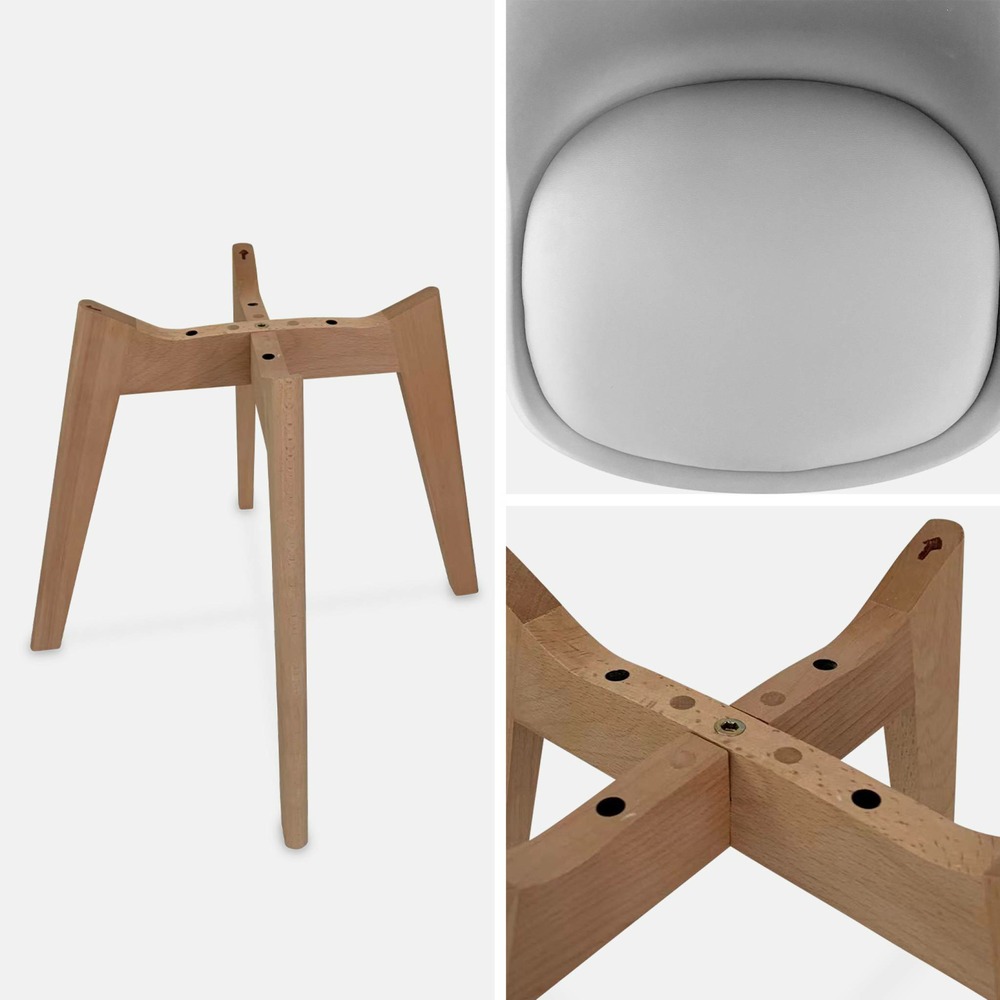 Lot de 6 chaises scandinaves. Pieds bois de hêtre. Chaises 1 place. Gris