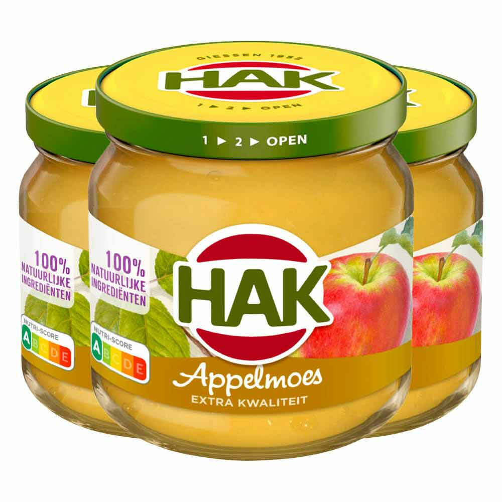 3x Hak Appelmoes Authentiek Hollands Recept Extra Kwaliteit200 gr