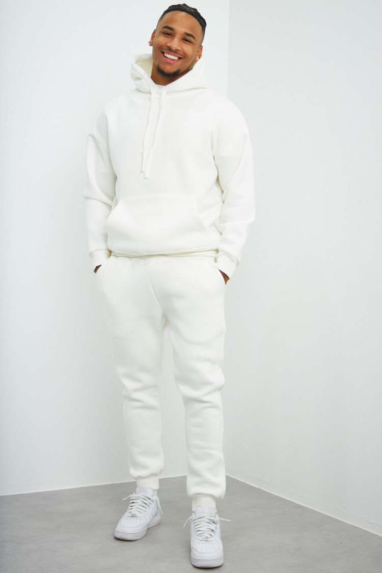 Ensemble sweat à capuche + jogging blanc