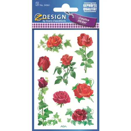Avery Zweckform Z-Design Deko Sticker, Rosen, 3 Bogen/24 Sticker