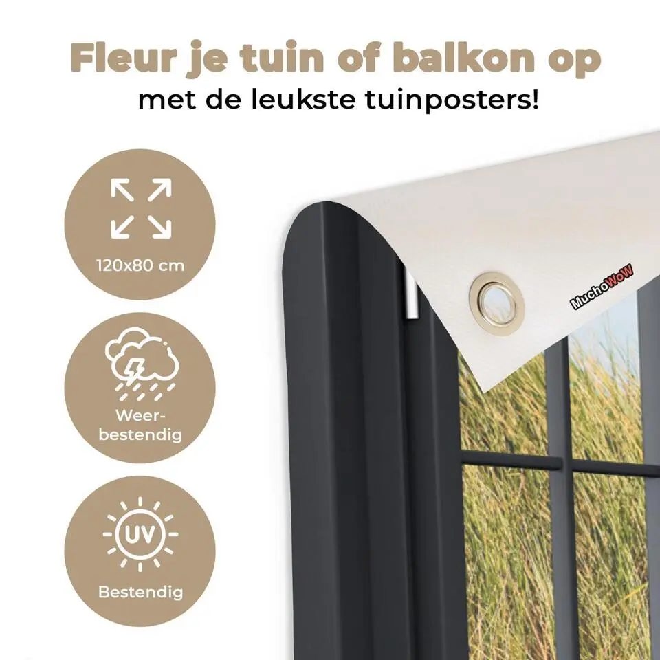 MuchoWow Tuinposter 120x80cm Doorkijk Strand Zee Zand Water