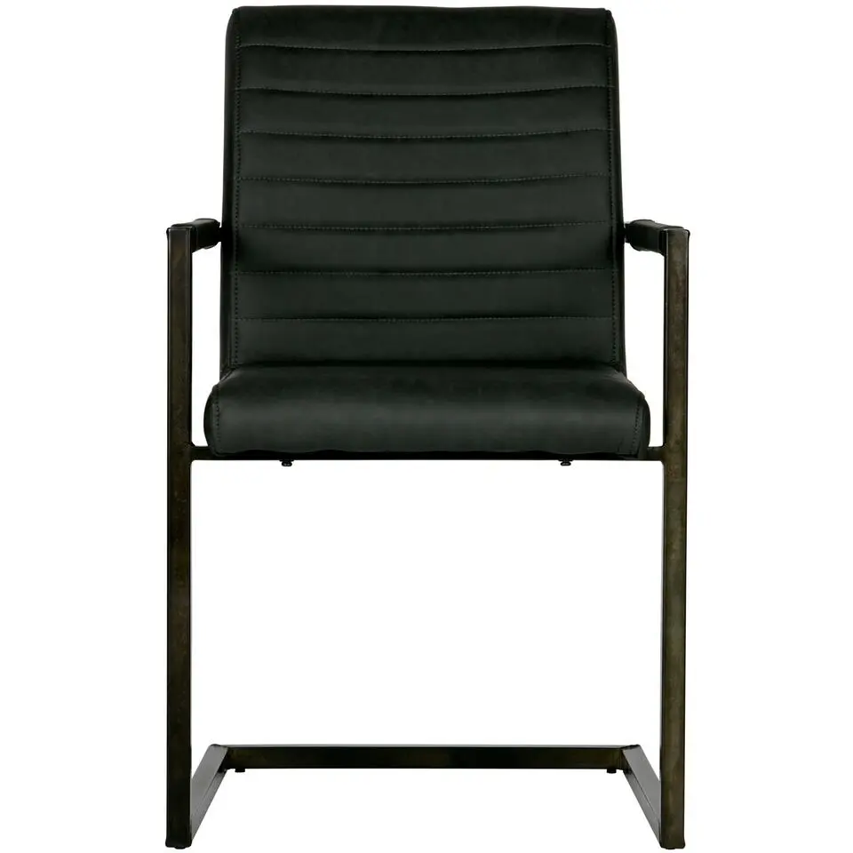 WOOOD Bas Eetkamerstoelen - Pu - Antraciet - Set van 2