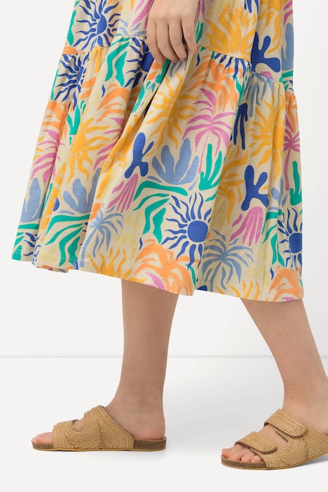 Midikleid, Sonnen, V-Ausschnitt, ärmellos, Biobaumwolle