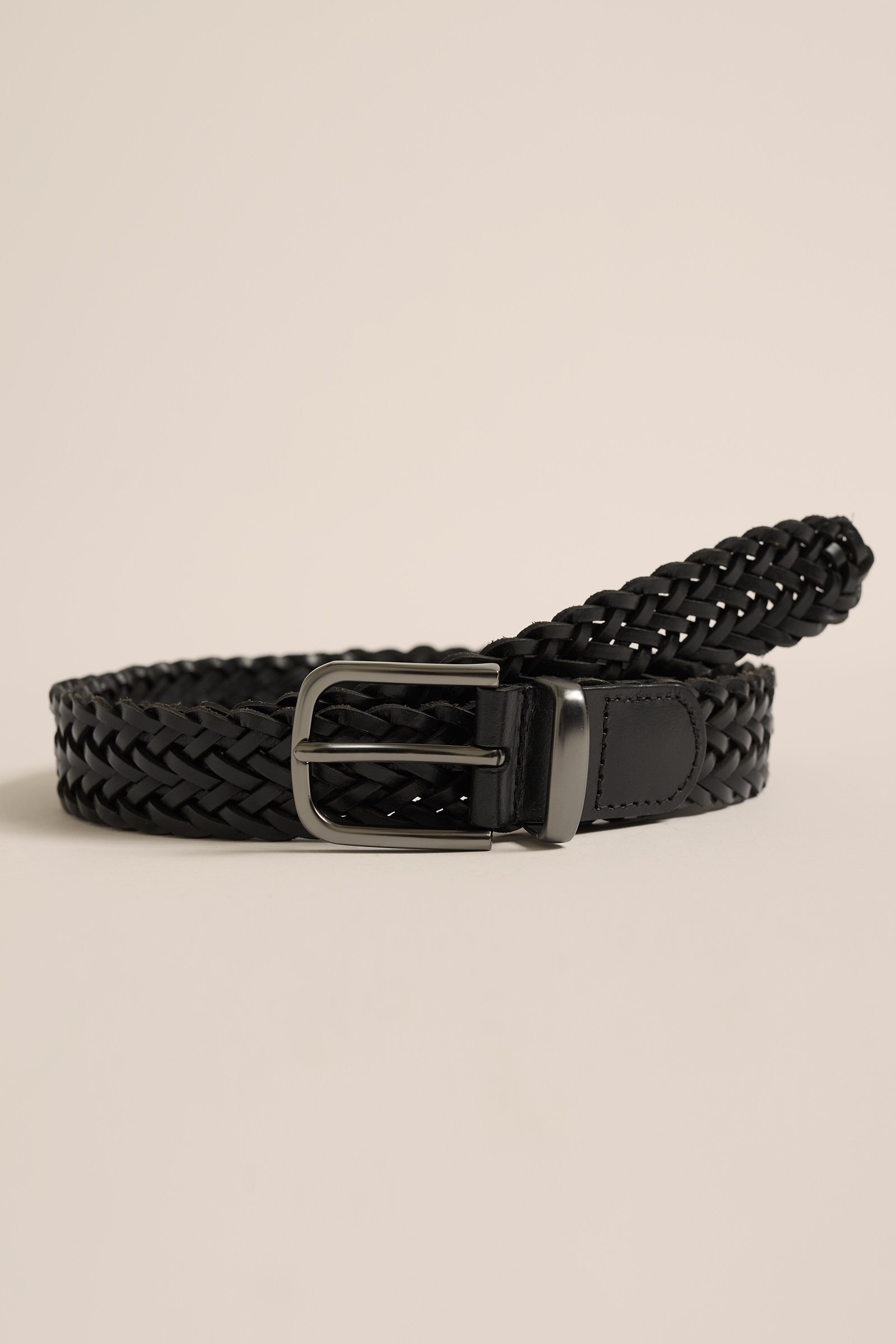 leren riem met gevlochten patroon WE Fashion Zwart