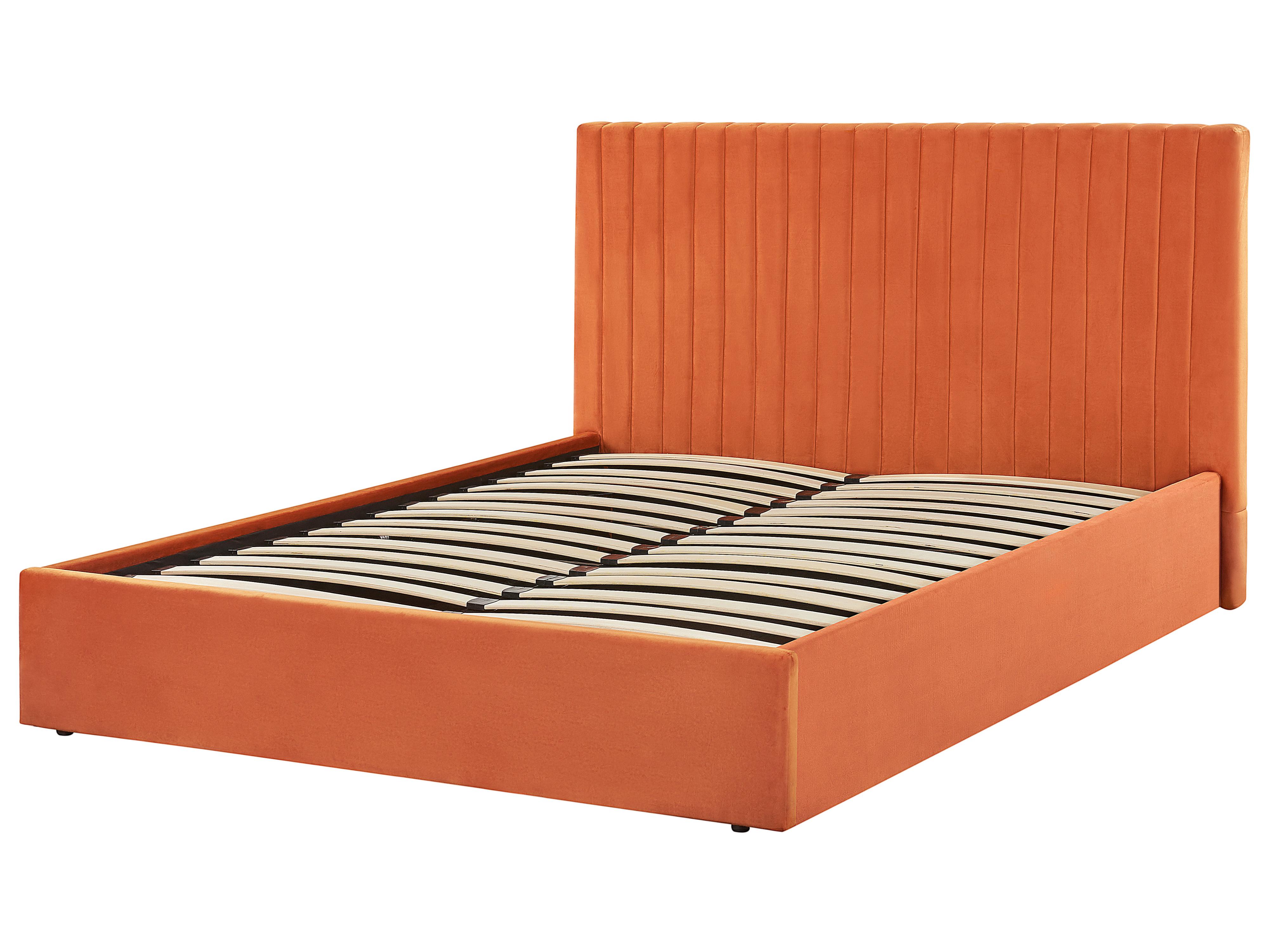 Bed met opbergruimte Fluweel VION 160 x 200 cm Oranje