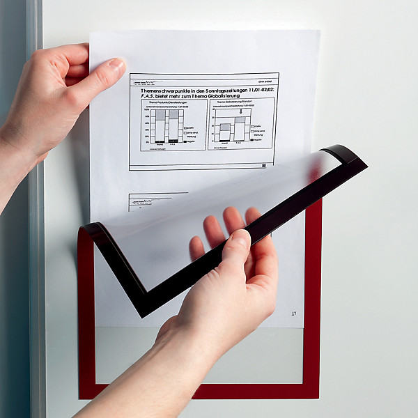 2 Cadres d'affichage  adhsif Duraframe A4 rouge