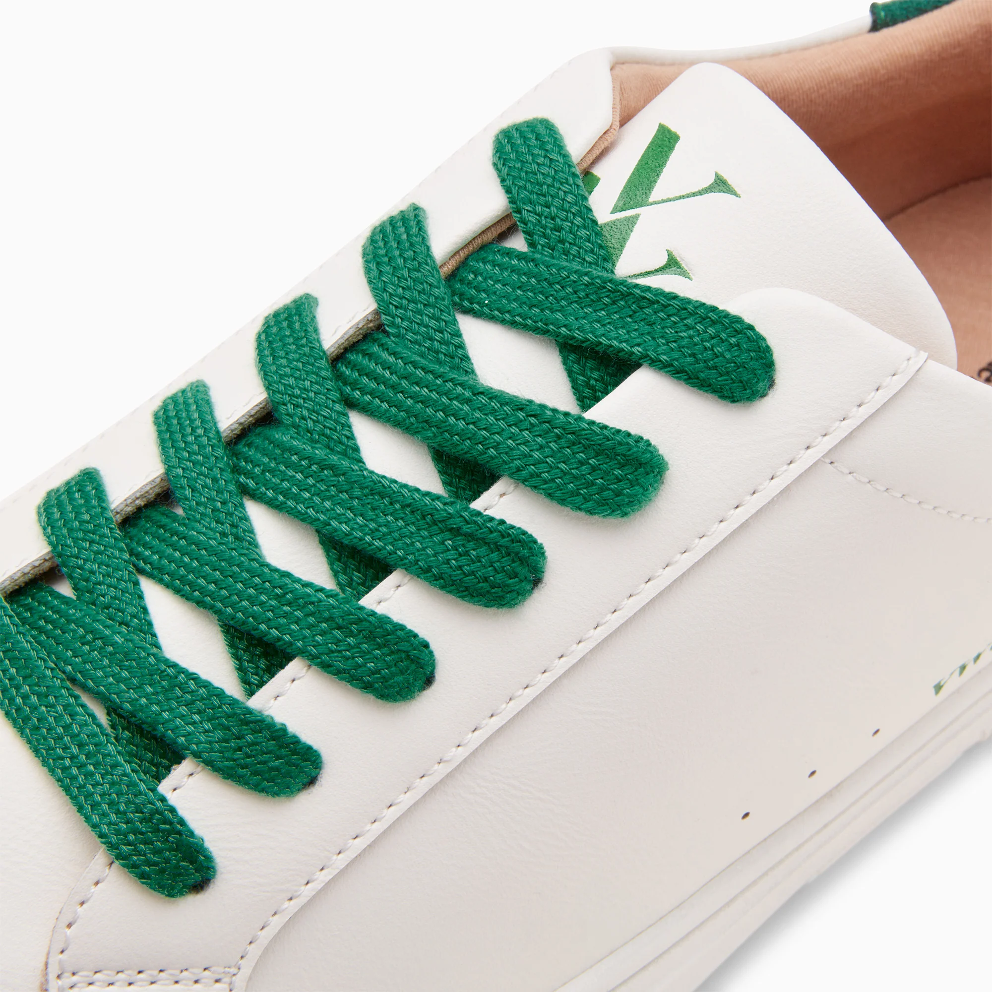 Sneakers-Baskets Steph blanc et vert sapin à lacets