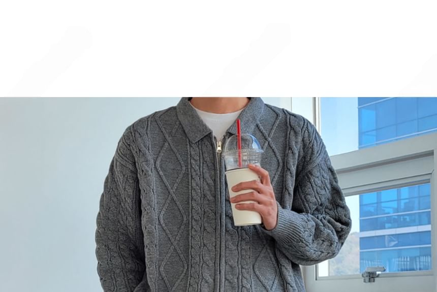 SeoulPop - Unisex kabelgebreid vest met rits