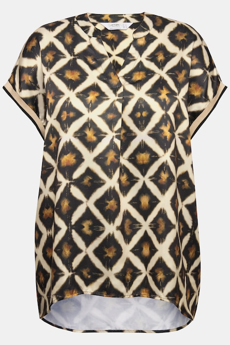 Bluse, Relaxed Fit, Satin mit Druck, Halbarm