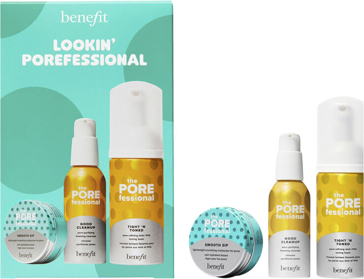 Benefit Cosmetics Lookin' POREfessional pore plejesæt - Mini rens, skummende toner og cr