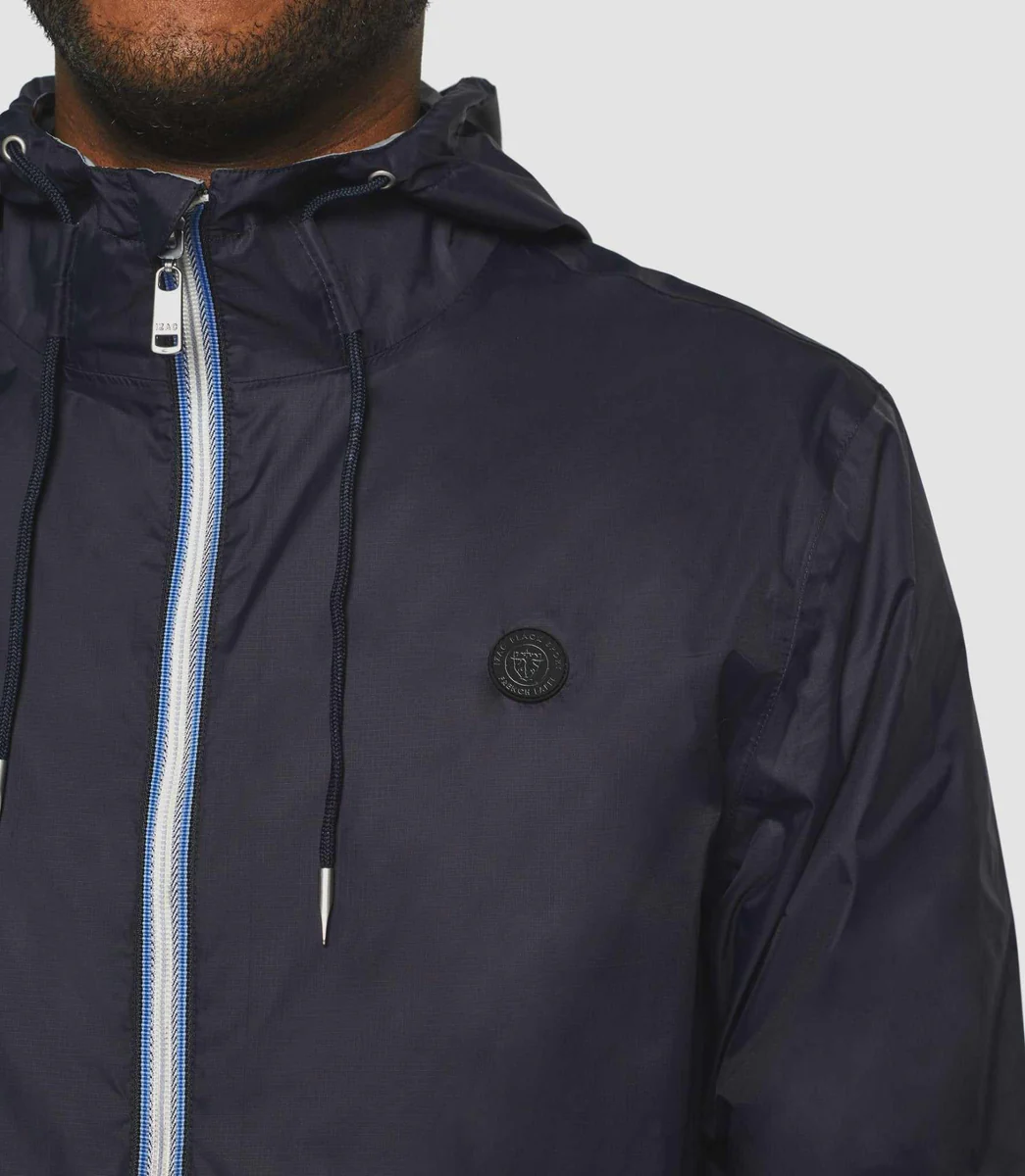 Blouson à capuche réversible marine et gris 