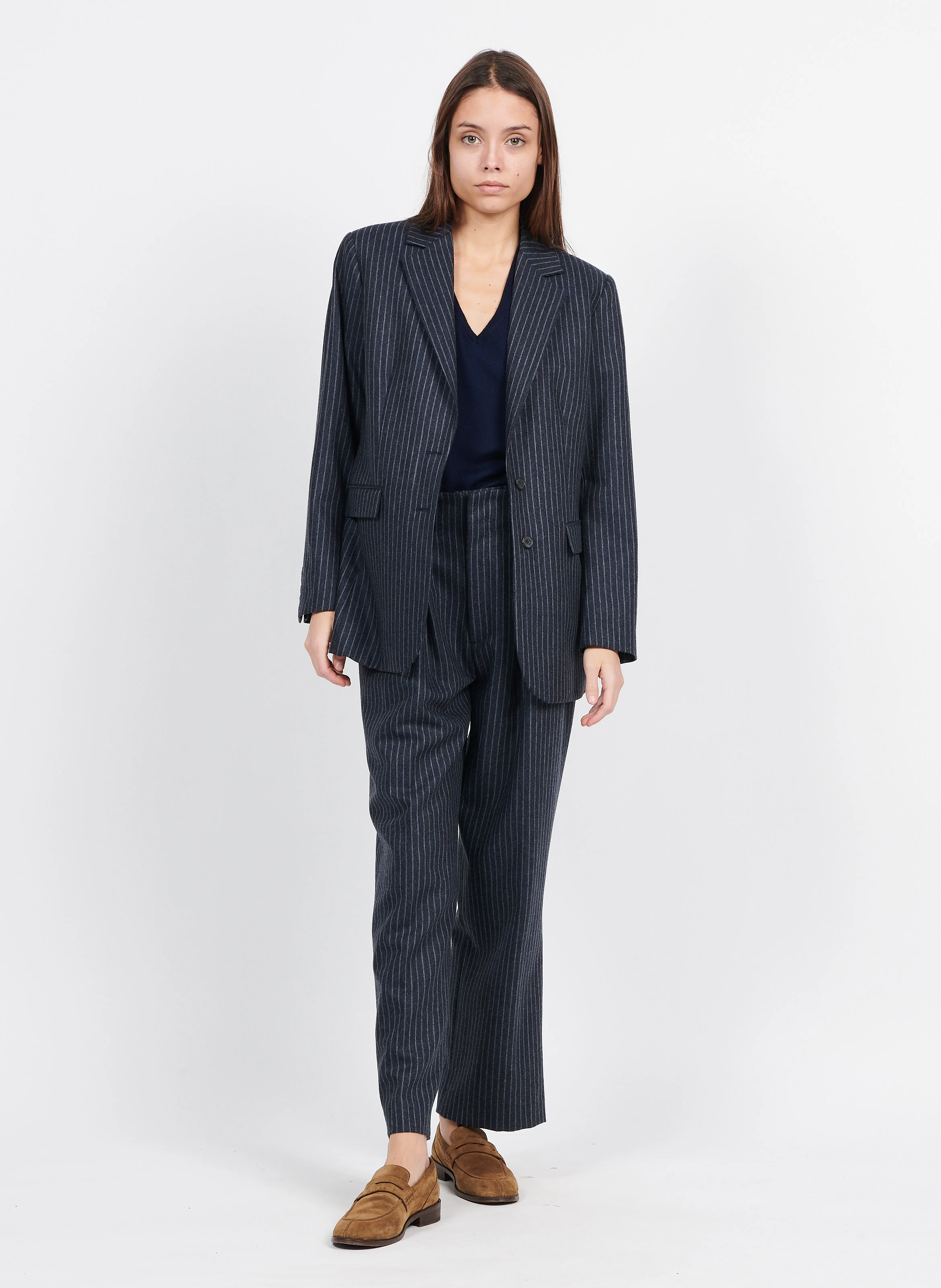 NOUVELLE - Veste à rayures tennis en laine mélangée| Bleu