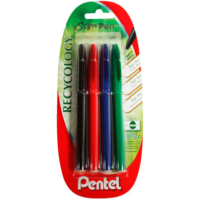 Pentel Faserschreiber Sign Pen S520, 4 Stück, assortiert