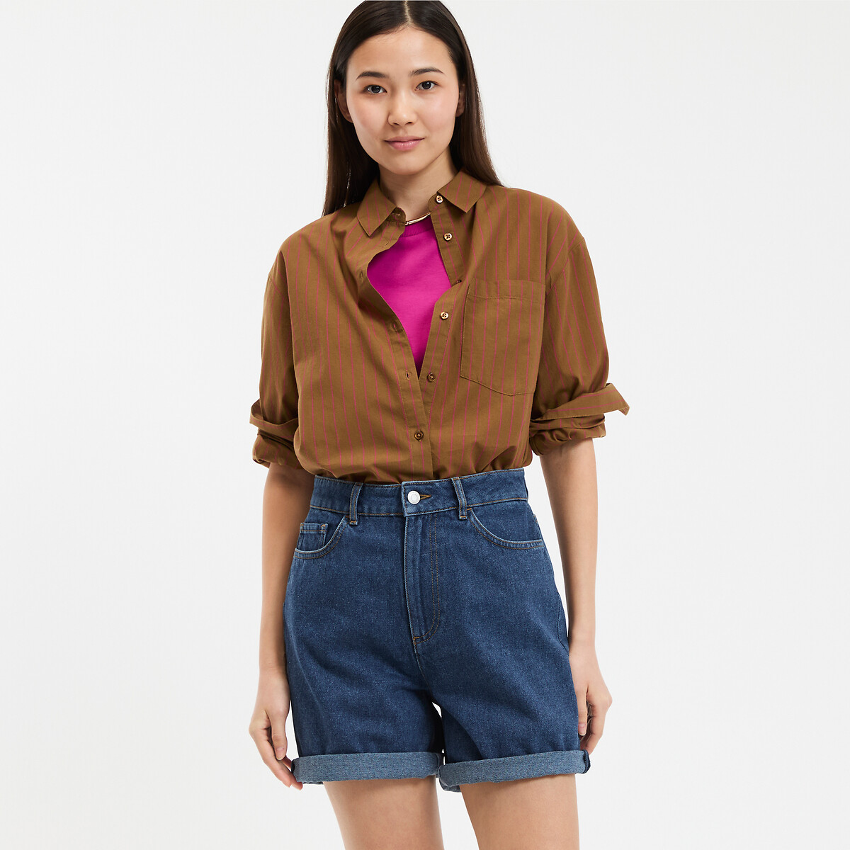 COLEÇÃO LA REDOUTE<br>Camisa listrada folgada com mangas compridas