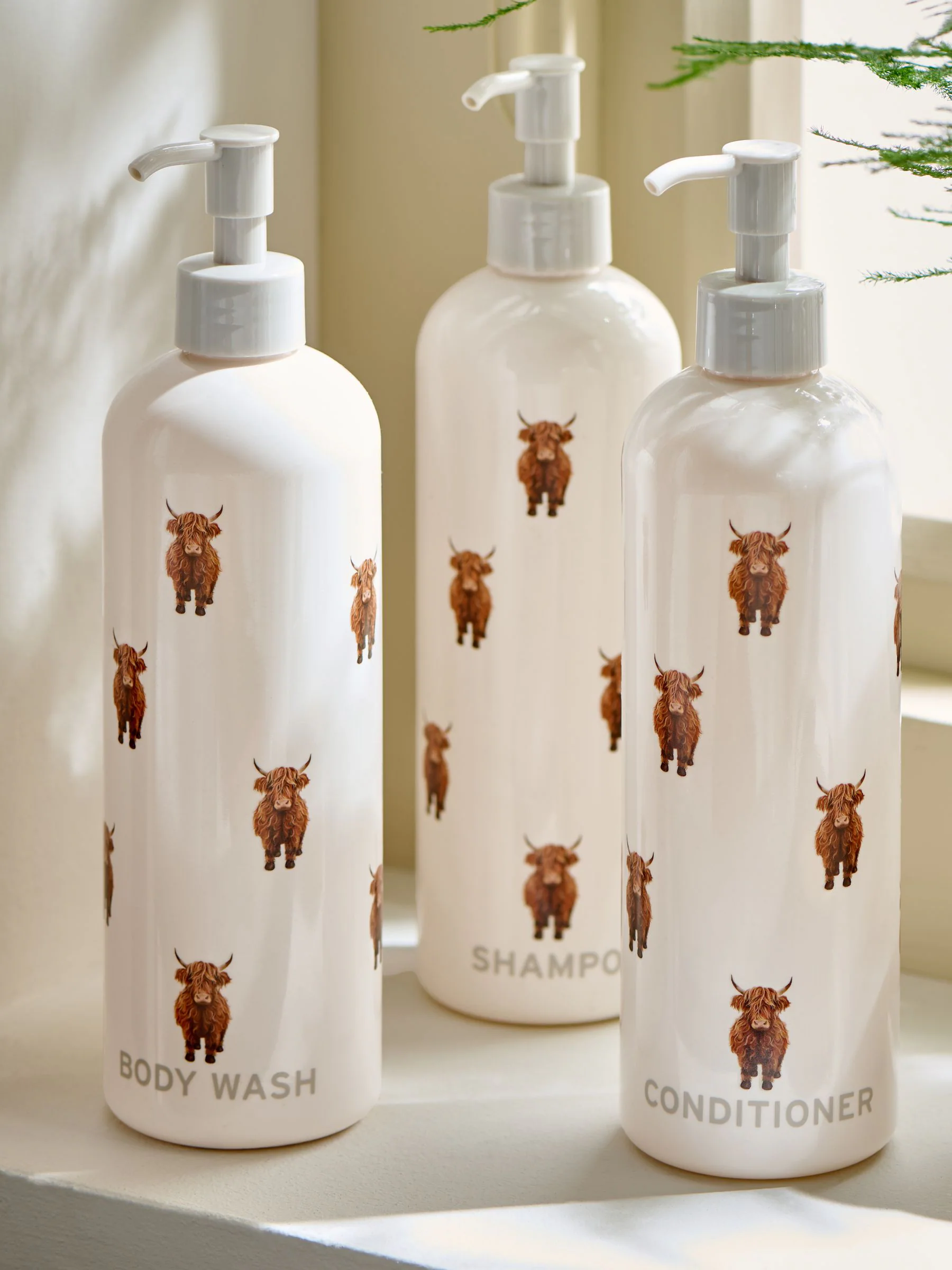 Set van 3 herbruikbare dispenserflessen met Hamish-print