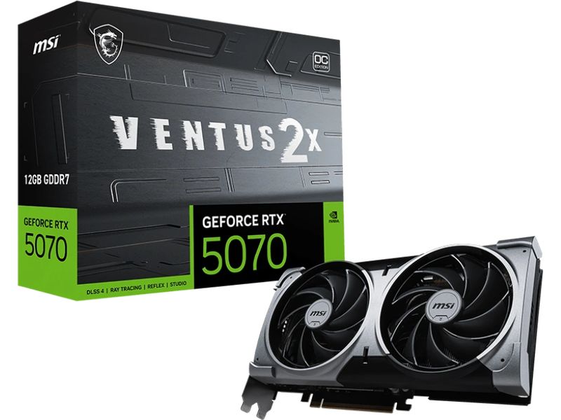 MSI Grafikkarte GeForce RTX 5070 VENTUS 2X OC 12 GB Gamer-Grafikkarte mit 12 GB GDDR7-Speicher, ermöglicht Auflösungen bis zu 8k