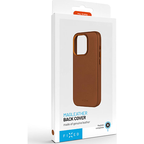 Fixed MagLeather iPhone 16 Pro cover - Brun