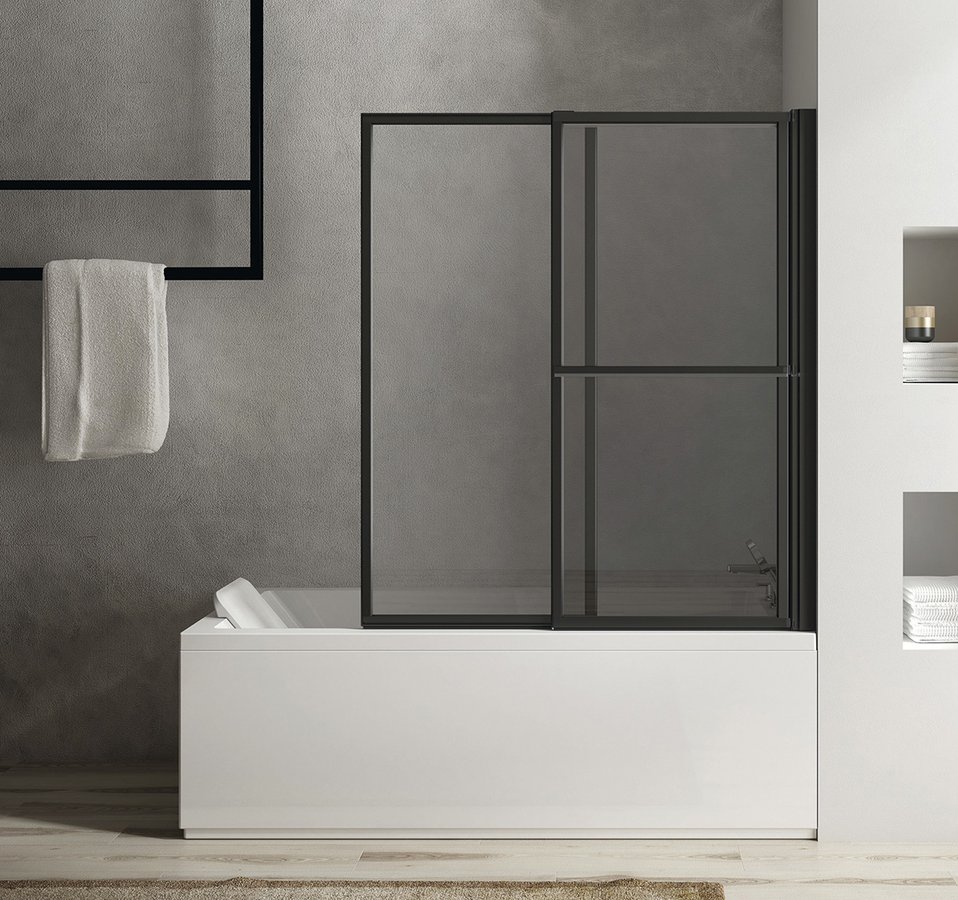 SHOWMODEL: Polysan Olbia inklapbare badwand 123x140cm zwart mat