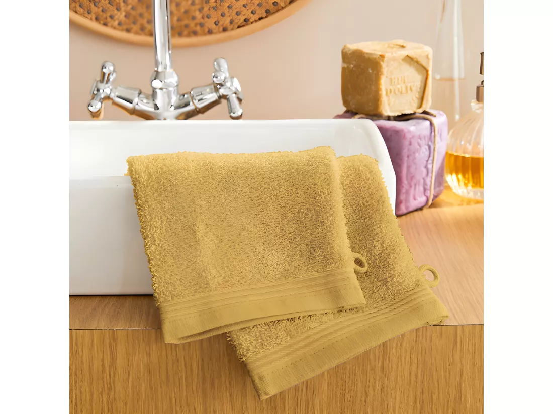 Lot de 2 gants de toilette éponge 
