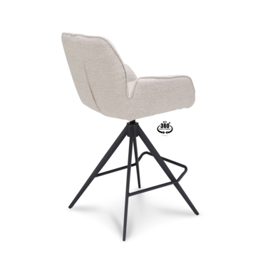 Barkruk Iris Alpine natural beige bouclé stof met armleuning