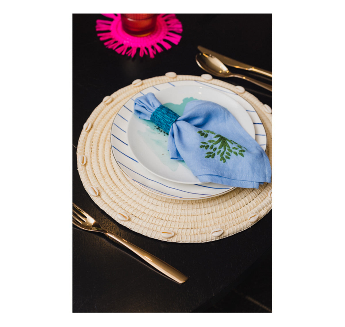 Set de table rond avec coquillage (lot de 2)