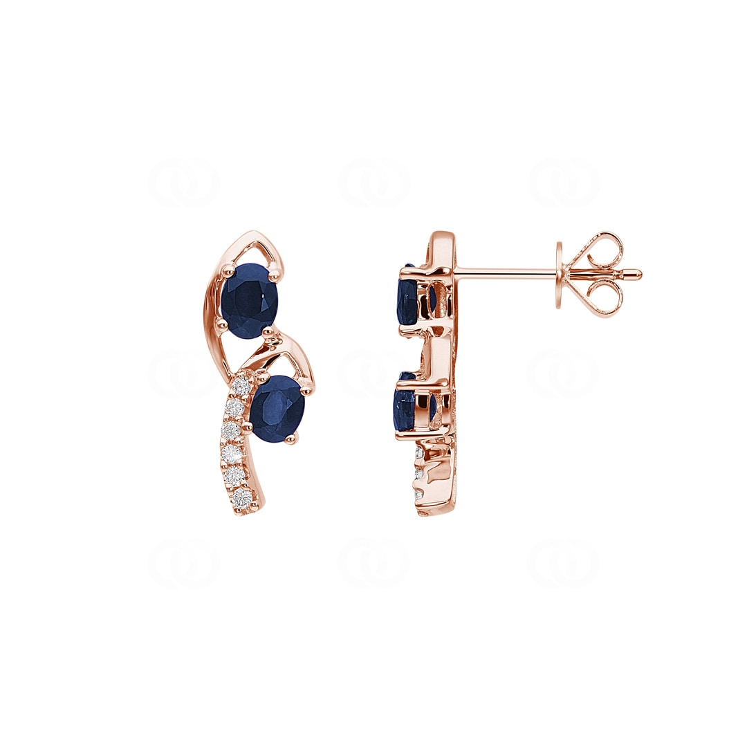 Ohrstecker 750/18 K Roségold mit Saphiren & Diamanten 0.08 ct H/si