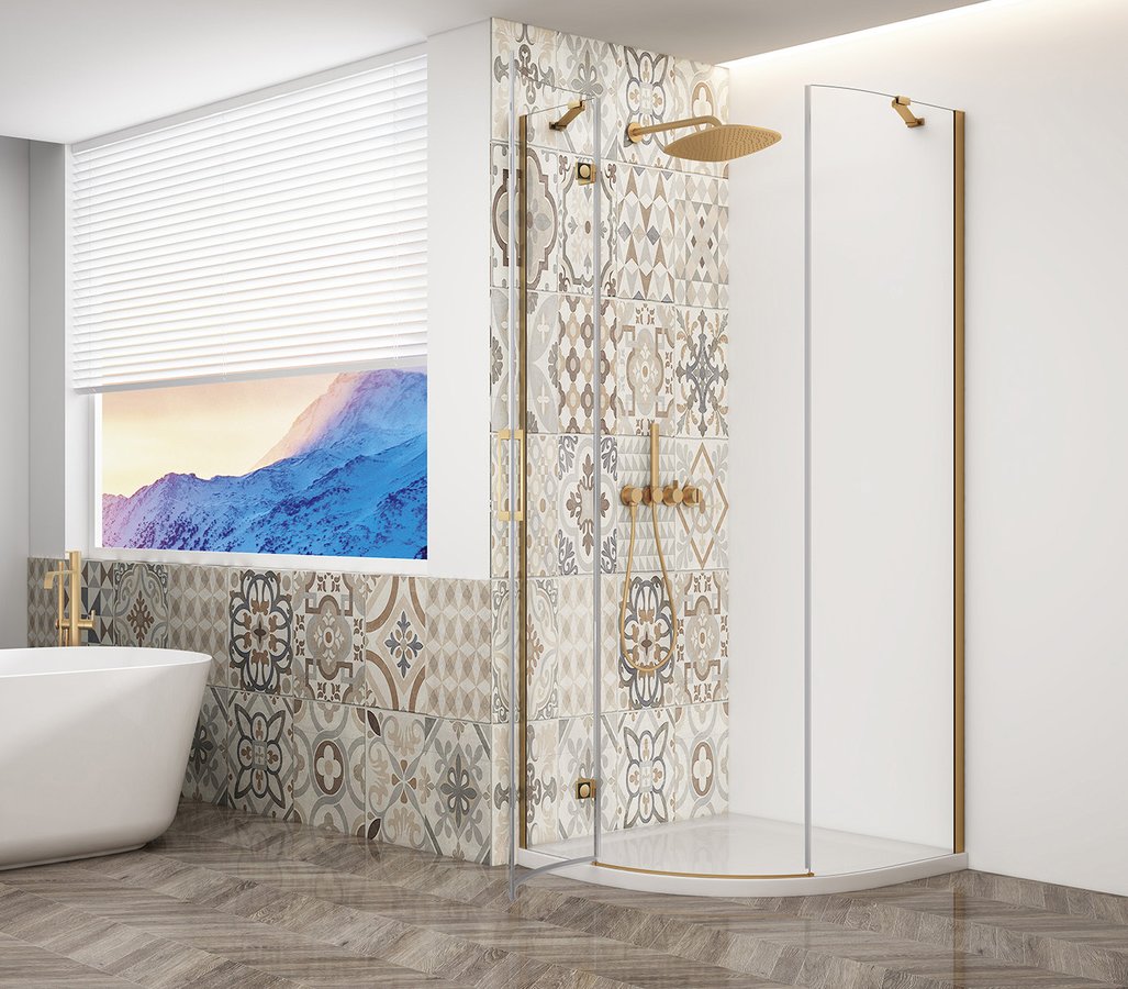 Gelco Trinity kwartronde douchecabine 90x90cm links helder glas goud