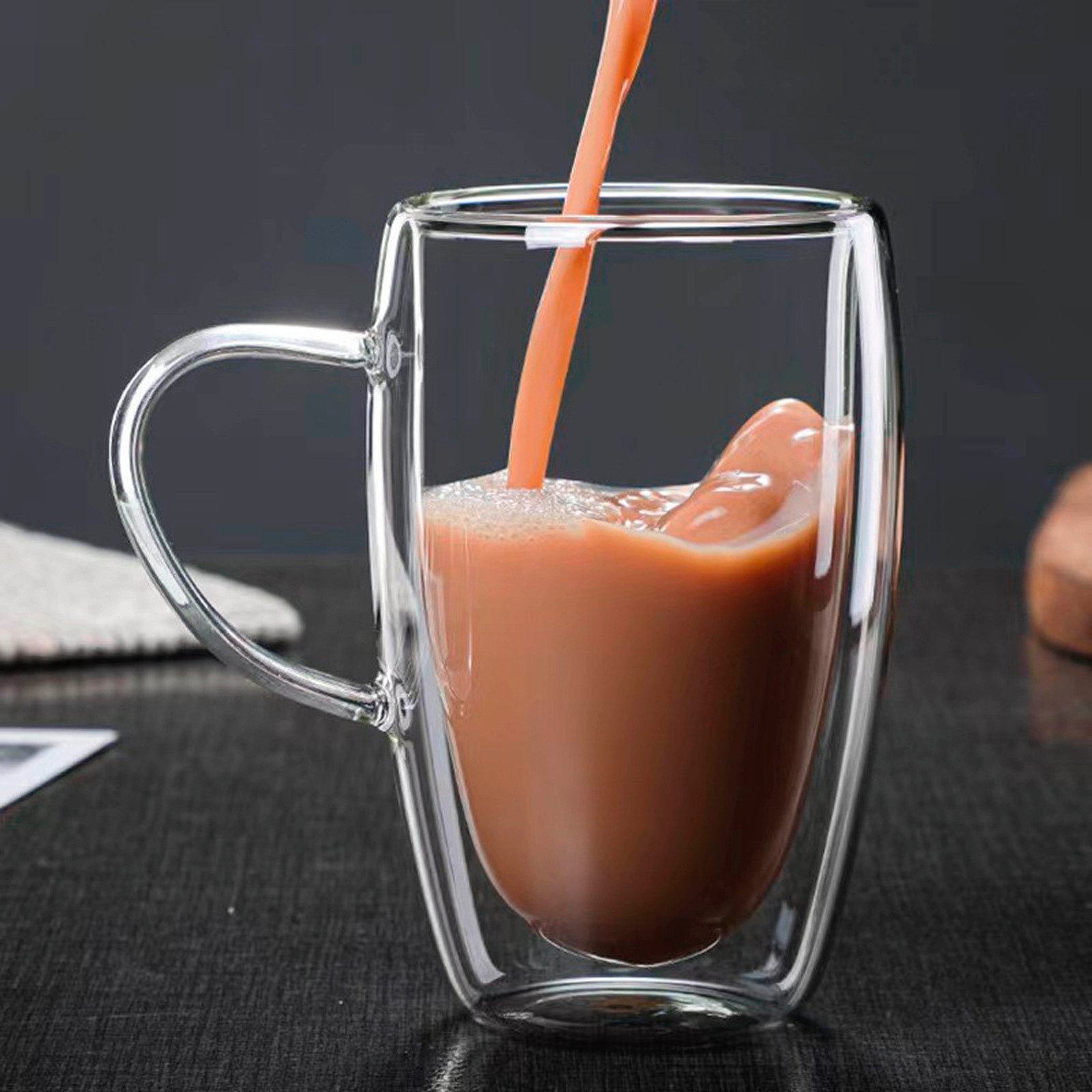 Doppelwandiges Glas mit Henkel 450 ml