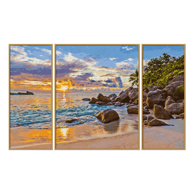 Malen nach Zahlen - Abendstimmung im Paradies - Meisterklasse Triptychon