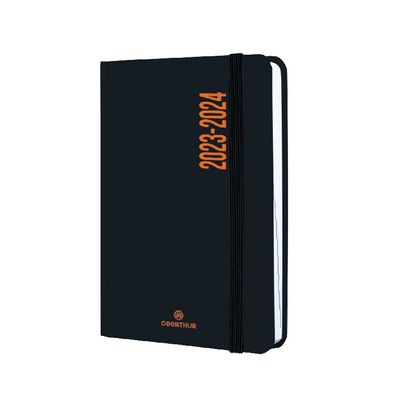 Agenda à élastique Alabama - 1 jour par page - 12,5 x 17,5 cm - noir et orange - Oberthur