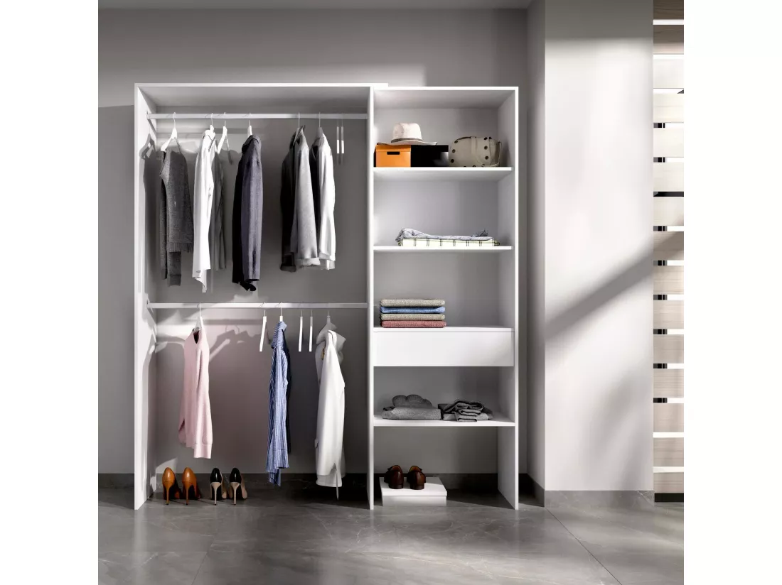 Armoire Dgarut, Structure pour dressing, Cintre ouvert, 160x40h187 cm, Blanc