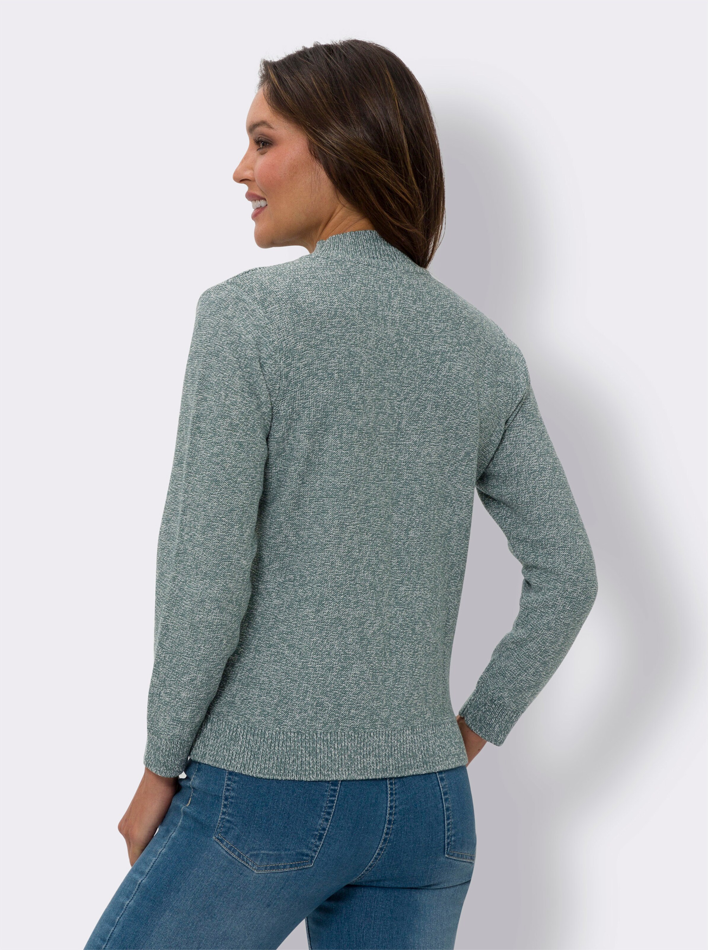 Langarm-Pullover in Melange-Optik