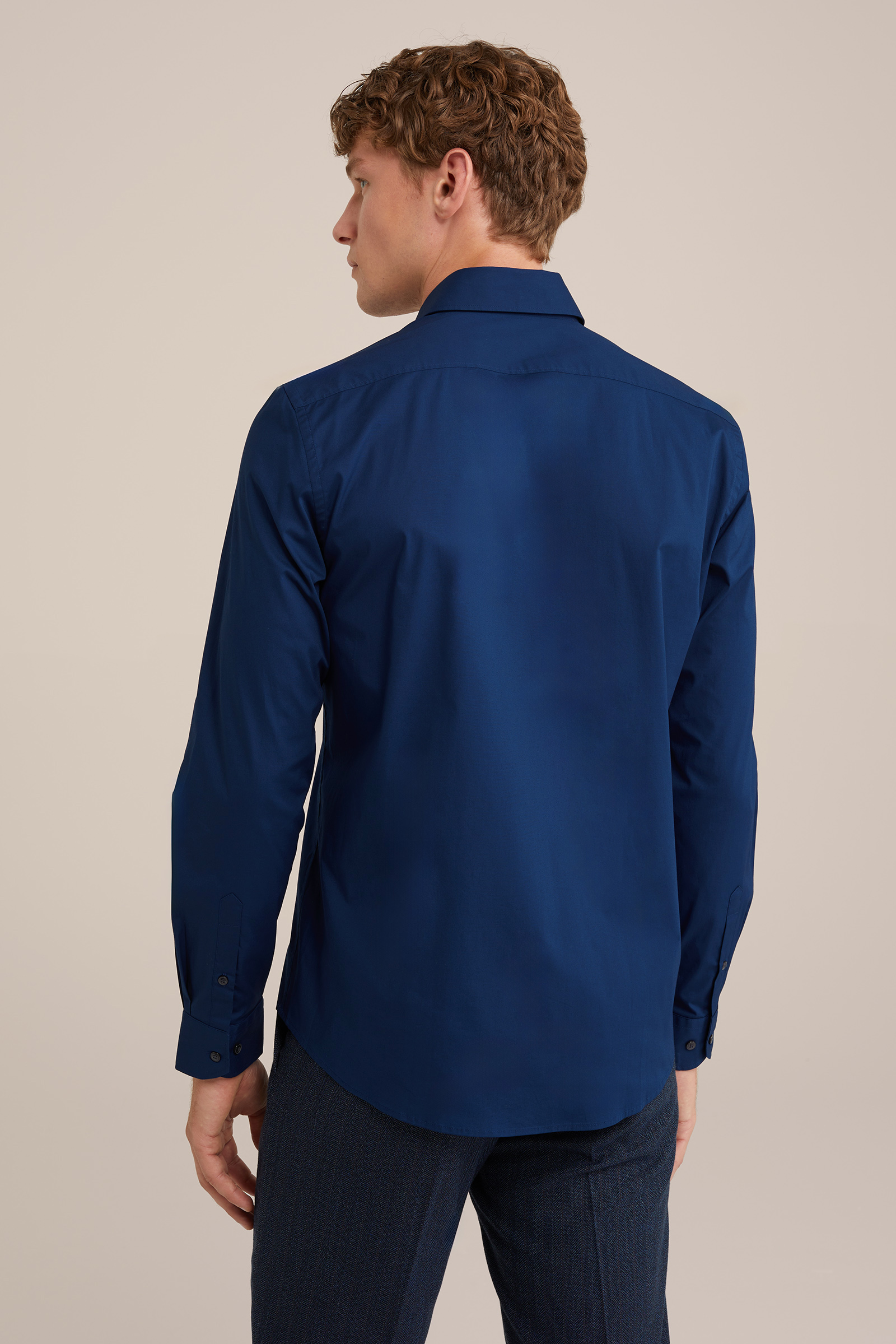 anti-odour overhemd met stretch Fundamentals Marineblauw
