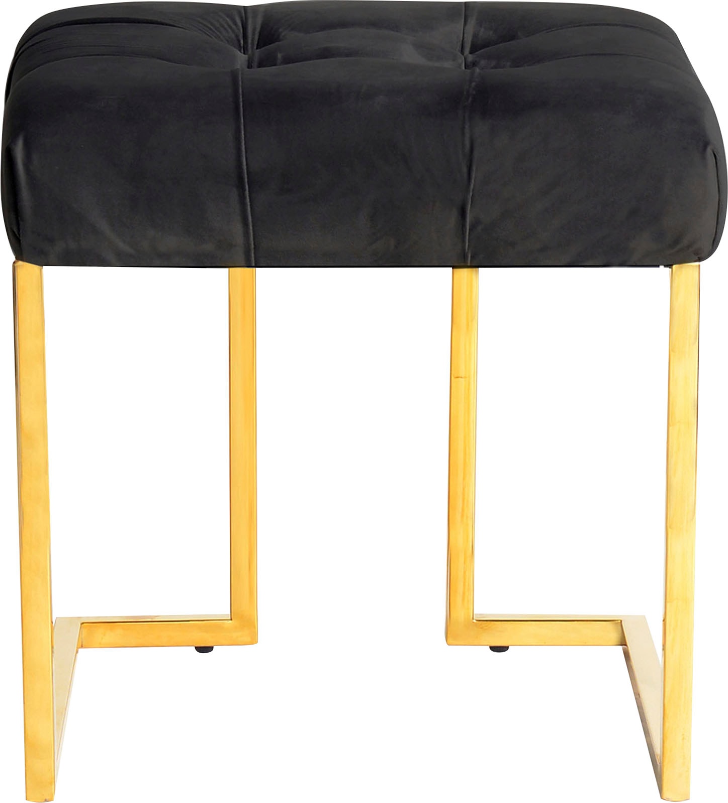 Kayoom Sitzhocker »Hocker Rare, Edler Touch durch goldenes Gestell« 1 Stk. tlg. eckig, samtweich, gesteppt, mit Zierknöpfen, Edelstahlgestell