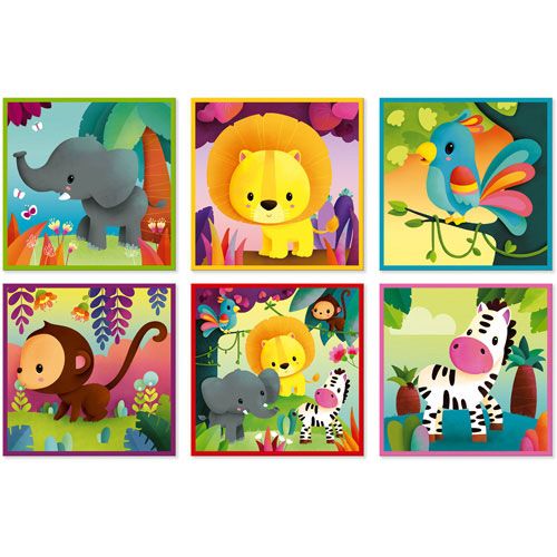 Janod blokpuzzel kubkid jungledieren - 9st