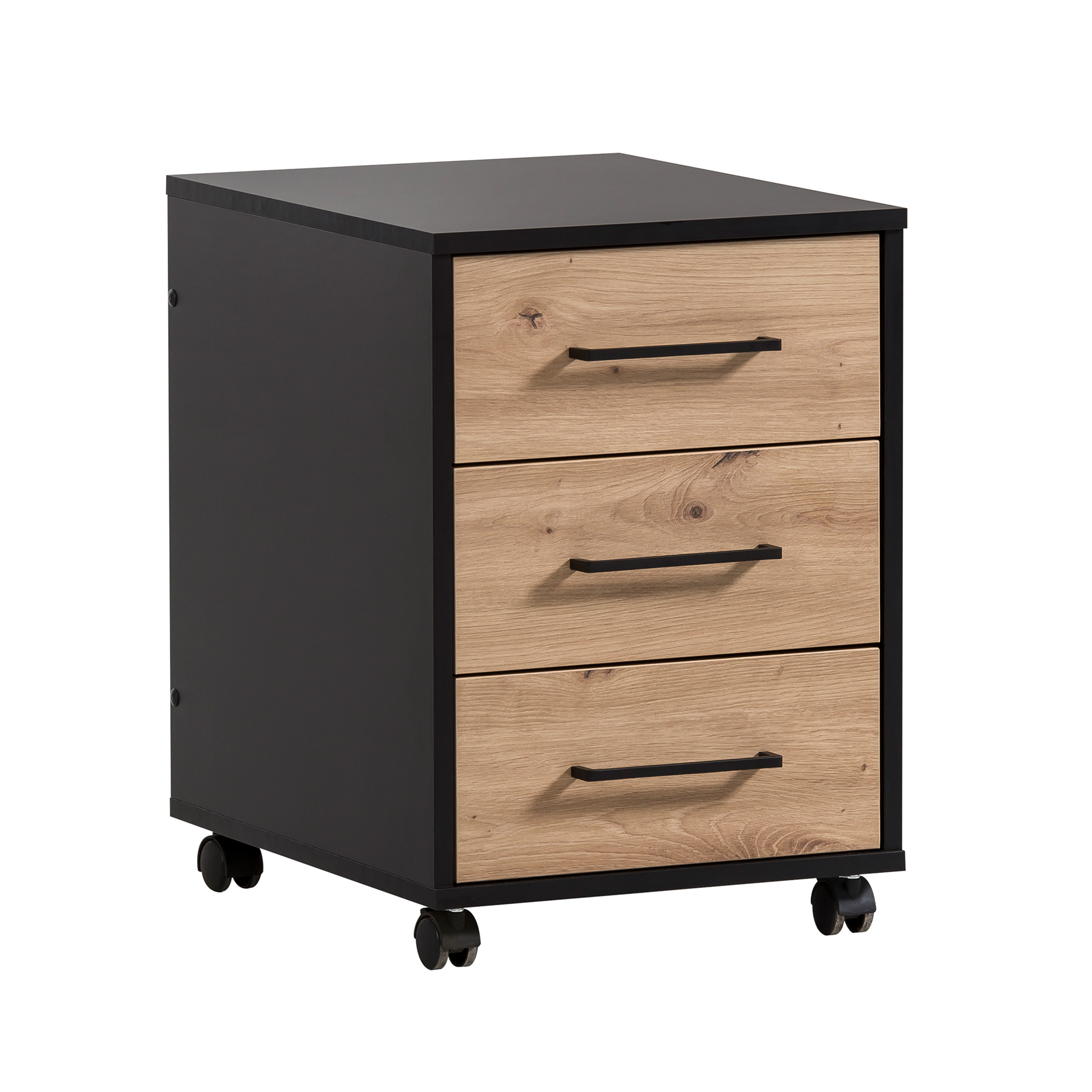 Rollcontainer - schwarz matt - Artisan Eiche - 40 cm