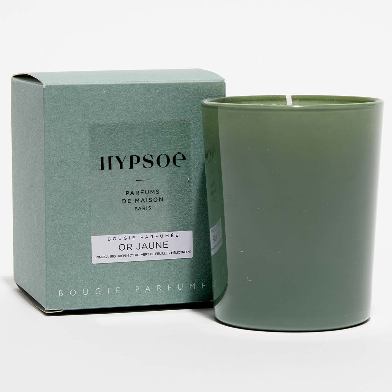 Hypsoé Bougie parfumée verre coloré laqué Or Jaune - 1 mèche 50h