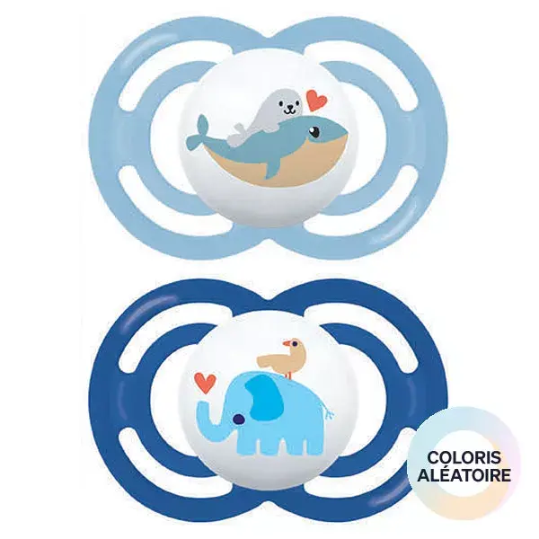 Chupeta de silicone MAM Perfect +6m, pacote com 2 unidades.